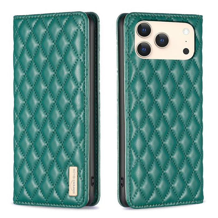 Estuche para teléfono con tapa de cuero magnético Diamond Lattice, For iPhone 18 Pro/17 Pro, For iPhone 18 Pro Max/17 Pro Max, For iPhone 17, For iPhone 17 Air, For iPhone 16 Pro Max, For iPhone 16 Pro, For iPhone 16 Plus, For iPhone 16                ...