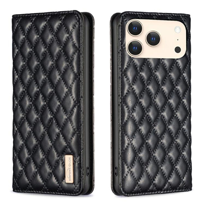 Estuche para teléfono con tapa de cuero magnético Diamond Lattice, For iPhone 18 Pro/17 Pro, For iPhone 18 Pro Max/17 Pro Max, For iPhone 17, For iPhone 17 Air, For iPhone 16 Pro Max, For iPhone 16 Pro, For iPhone 16 Plus, For iPhone 16                ...