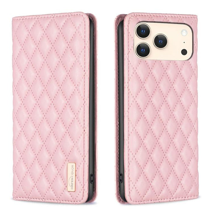Estuche para teléfono con tapa de cuero magnético Diamond Lattice, For iPhone 18 Pro/17 Pro, For iPhone 18 Pro Max/17 Pro Max, For iPhone 17, For iPhone 17 Air, For iPhone 16 Pro Max, For iPhone 16 Pro, For iPhone 16 Plus, For iPhone 16                ...