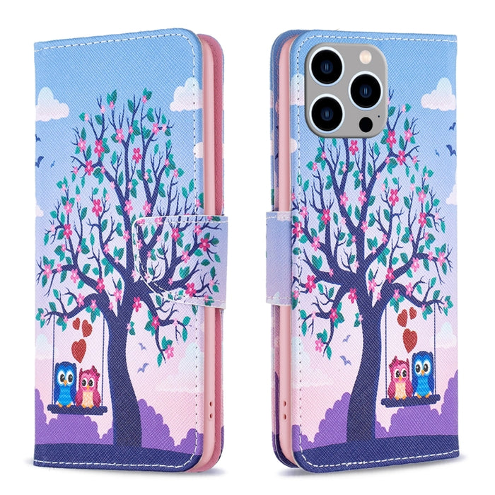 Estuche para teléfono con tapa de cuero con patrón de dibujo coloreado