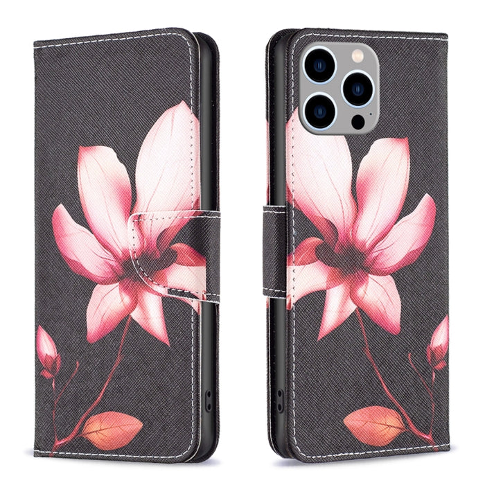 Estuche para teléfono con tapa de cuero con patrón de dibujo coloreado