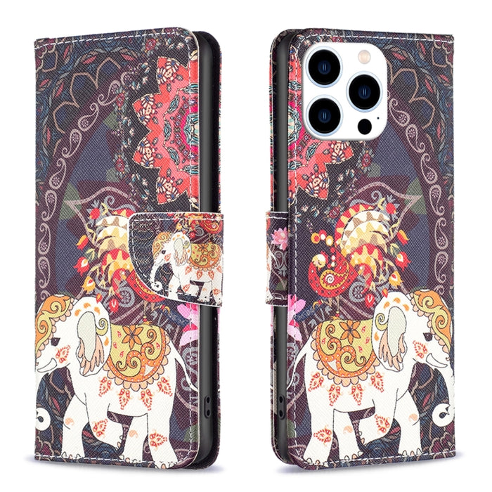 Estuche para teléfono con tapa de cuero con patrón de dibujo coloreado
