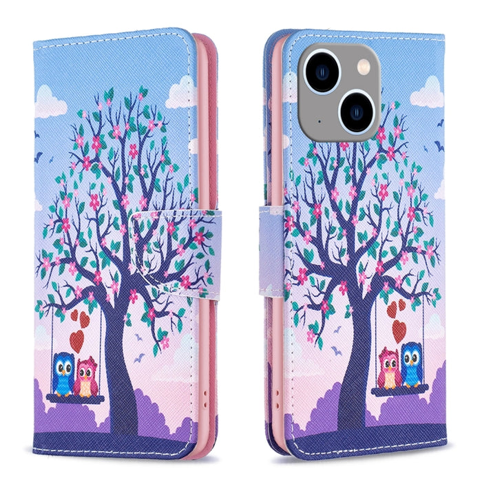 Estuche para teléfono con tapa de cuero con patrón de dibujo coloreado