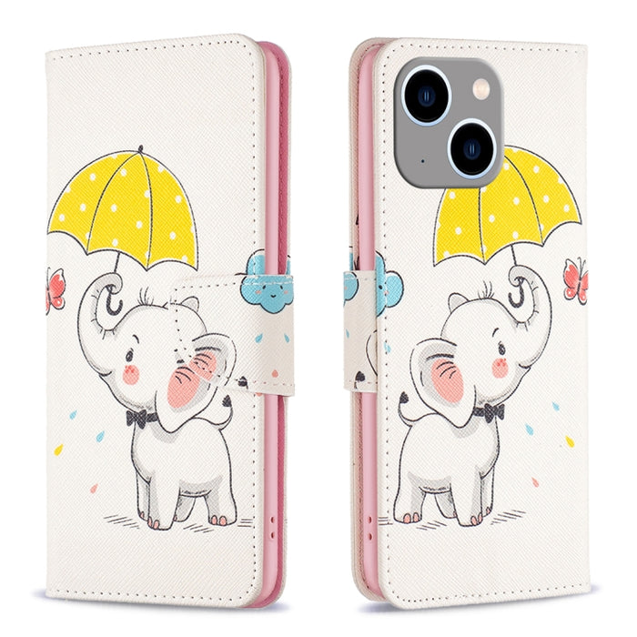 Estuche para teléfono con tapa de cuero con patrón de dibujo coloreado