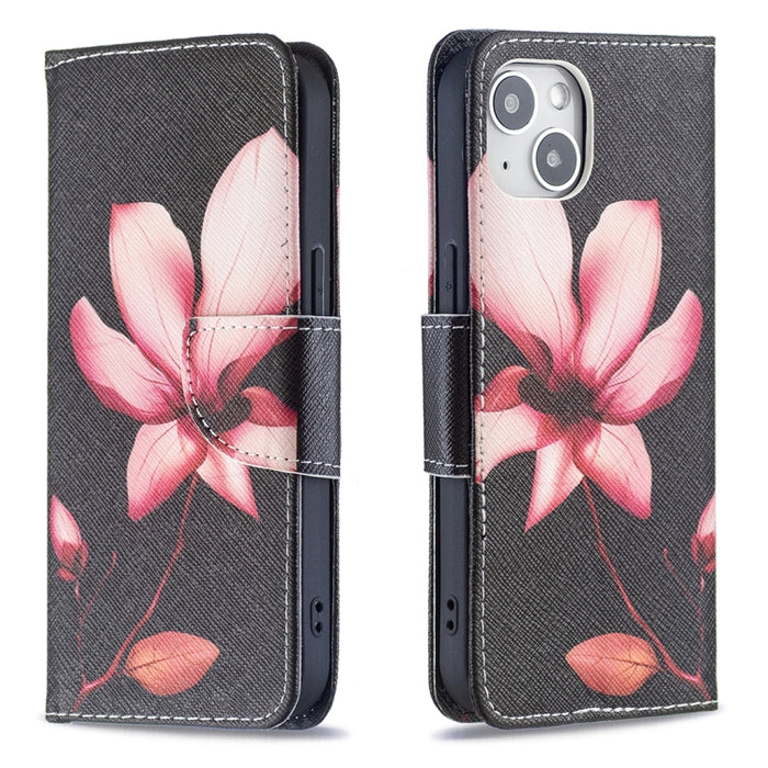 Estuche para teléfono con tapa de cuero con patrón de dibujo coloreado