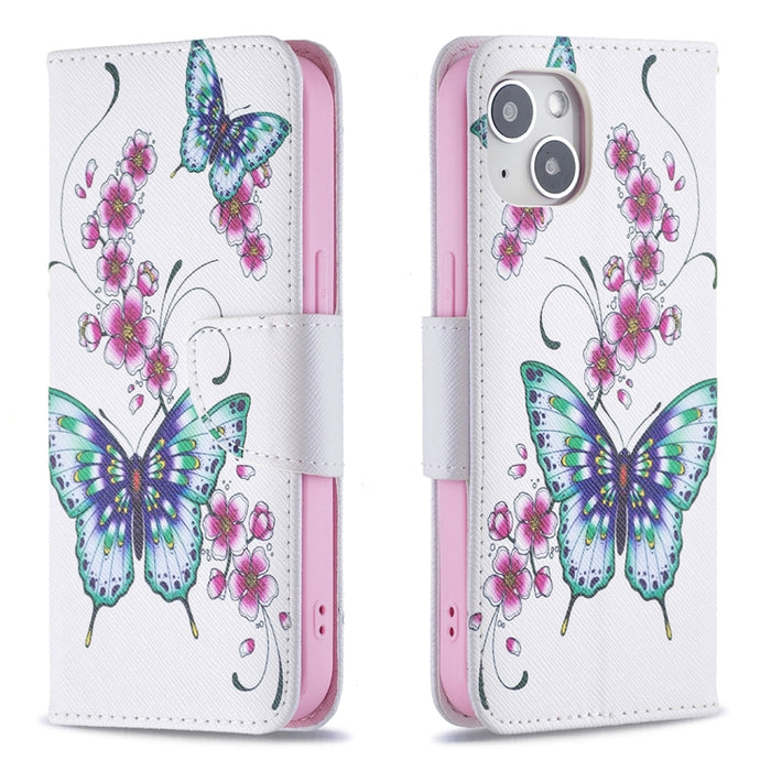 Estuche para teléfono con tapa de cuero con patrón de dibujo coloreado