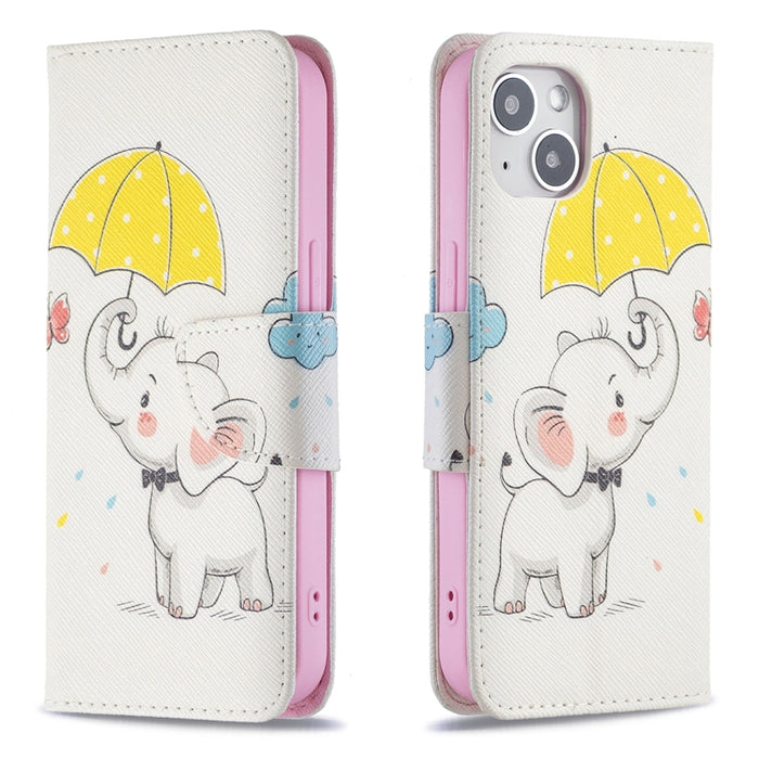 Estuche para teléfono con tapa de cuero con patrón de dibujo coloreado