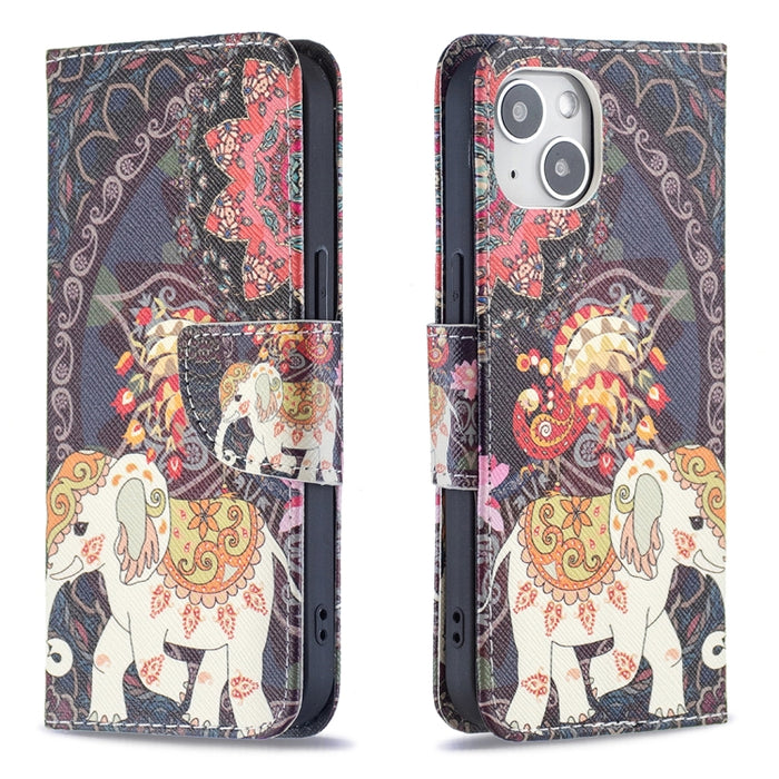 Estuche para teléfono con tapa de cuero con patrón de dibujo coloreado
