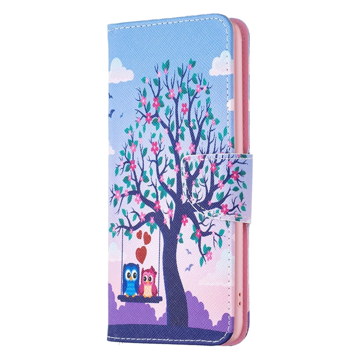 Estuche para teléfono con tapa de cuero con patrón de dibujo coloreado