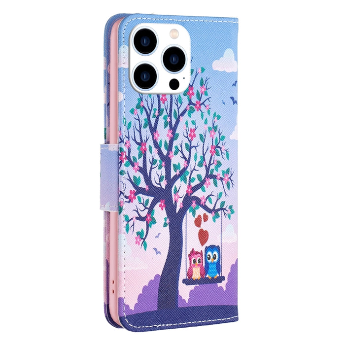 Estuche para teléfono con tapa de cuero con patrón de dibujo coloreado
