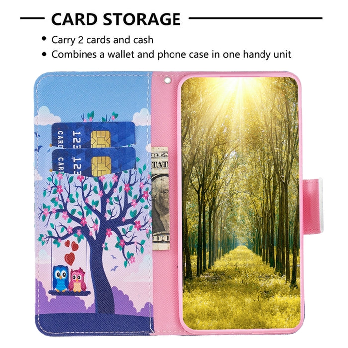 Estuche para teléfono con tapa de cuero con patrón de dibujo coloreado