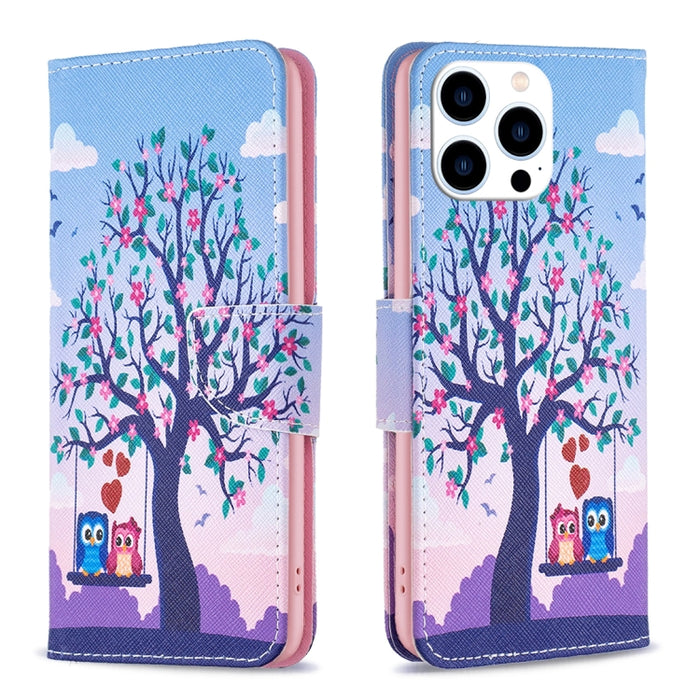 Estuche para teléfono con tapa de cuero con patrón de dibujo coloreado