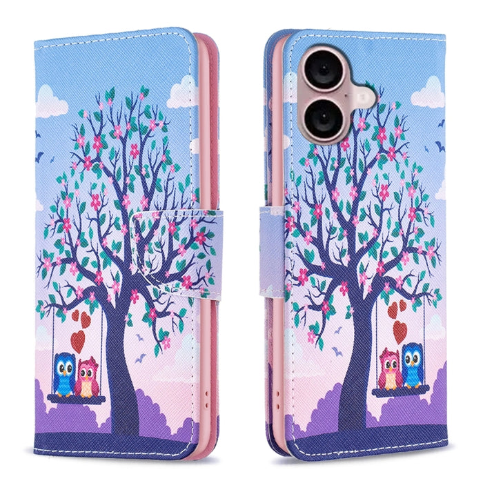 Estuche para teléfono con tapa de cuero con patrón de dibujo coloreado