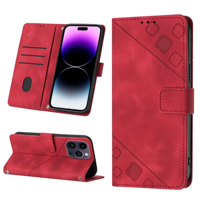 Estuche para teléfono de cuero en relieve con tacto de piel