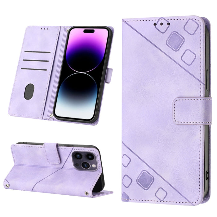 Estuche para teléfono de cuero en relieve con tacto de piel