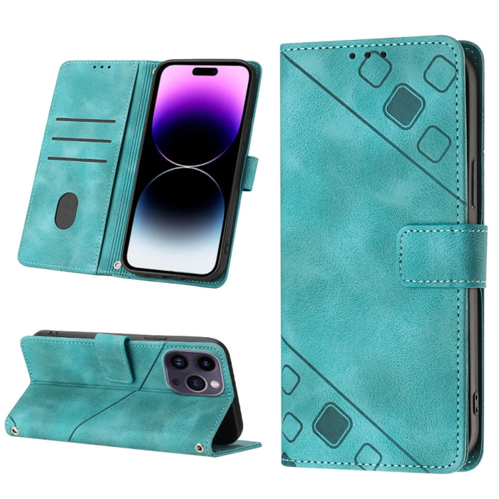 Estuche para teléfono de cuero en relieve con tacto de piel