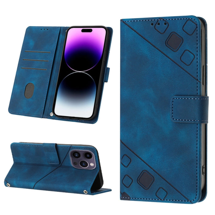 Estuche para teléfono de cuero en relieve con tacto de piel