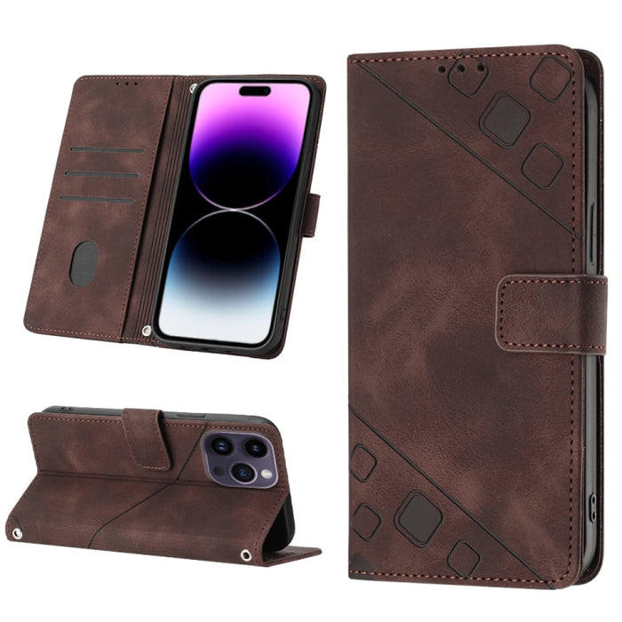 Estuche para teléfono de cuero en relieve con tacto de piel