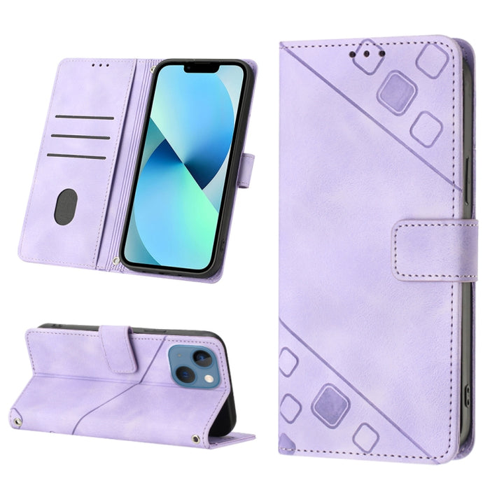 Estuche para teléfono de cuero en relieve con tacto de piel