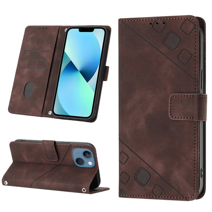 Estuche para teléfono de cuero en relieve con tacto de piel