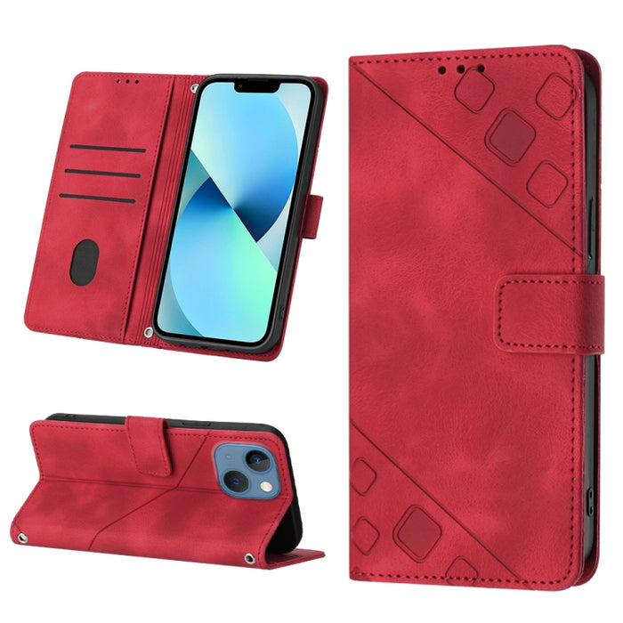 Estuche para teléfono de cuero en relieve con tacto de piel