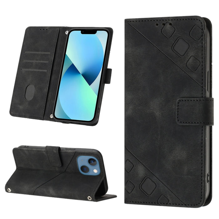 Estuche para teléfono de cuero en relieve con tacto de piel