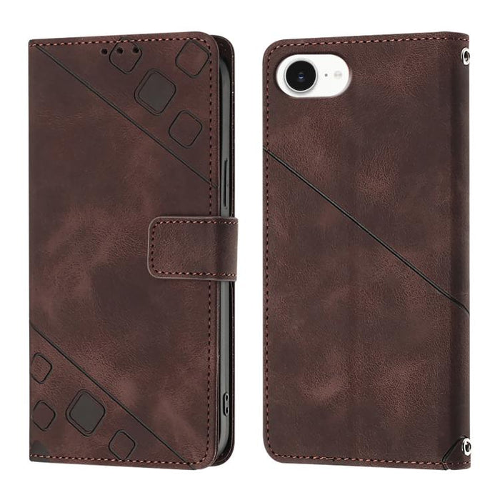 Estuche para teléfono de cuero en relieve con tacto de piel