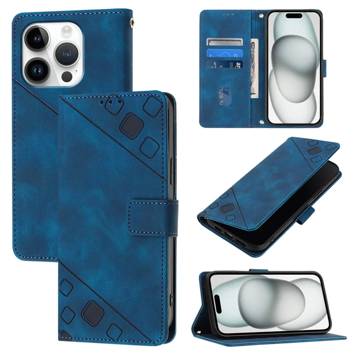 Estuche para teléfono de cuero en relieve con tacto de piel