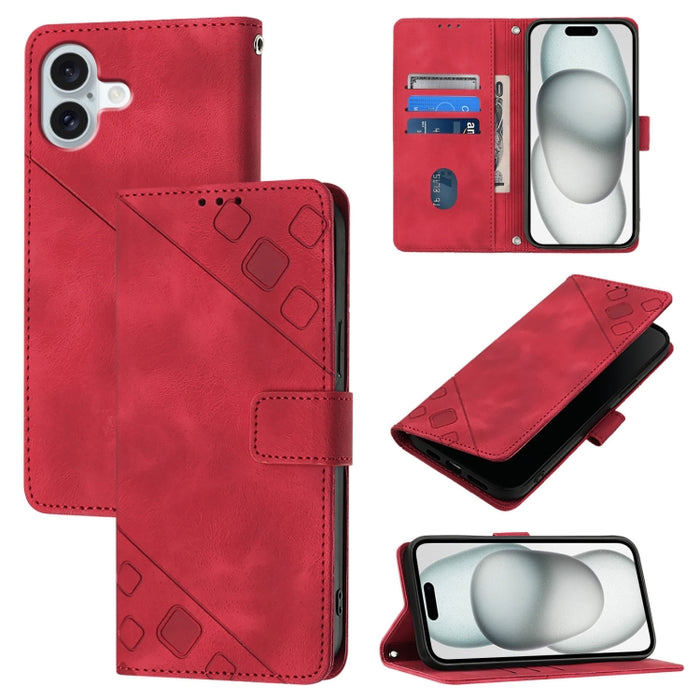 Estuche para teléfono de cuero en relieve con tacto de piel