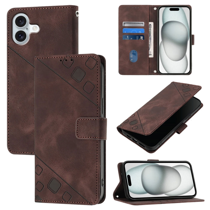 Estuche para teléfono de cuero en relieve con tacto de piel