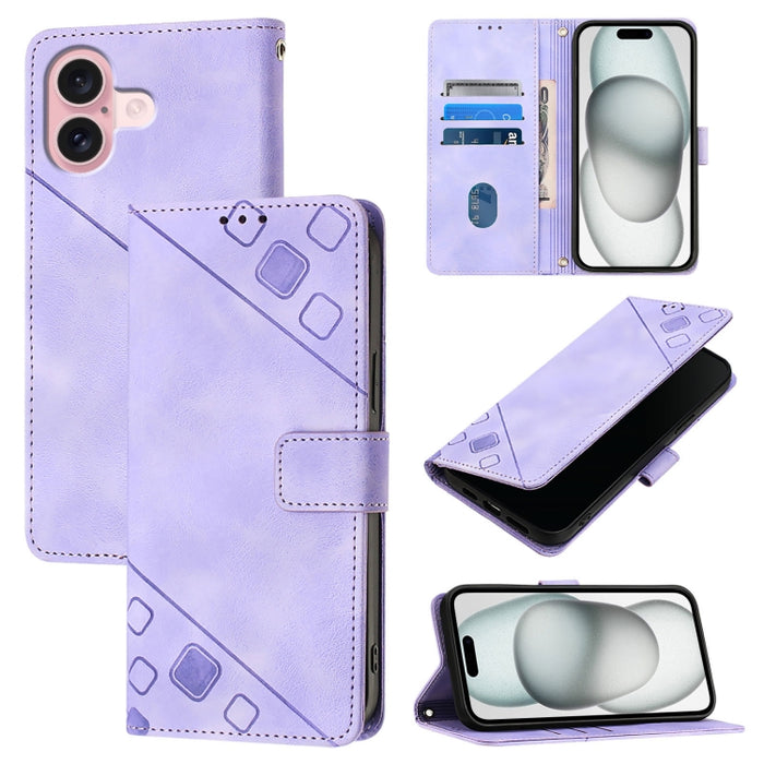 Estuche para teléfono de cuero en relieve con tacto de piel