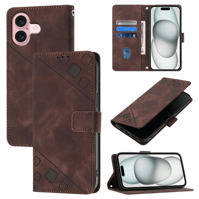 Estuche para teléfono de cuero en relieve con tacto de piel
