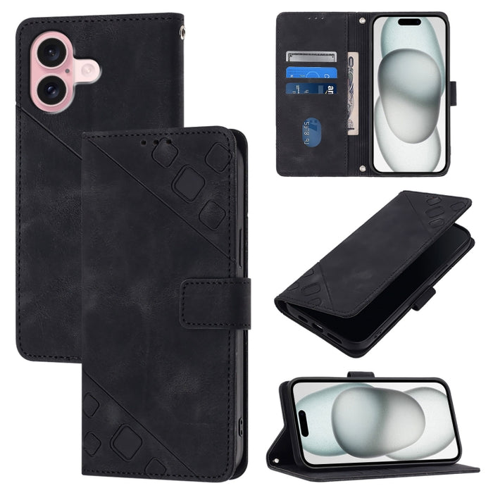 Estuche para teléfono de cuero en relieve con tacto de piel