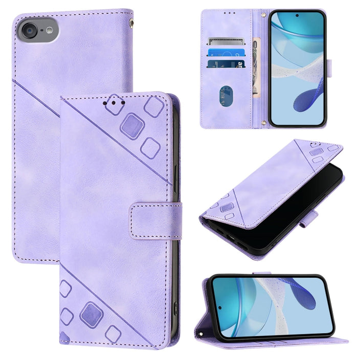 Estuche para teléfono de cuero en relieve con tacto de piel