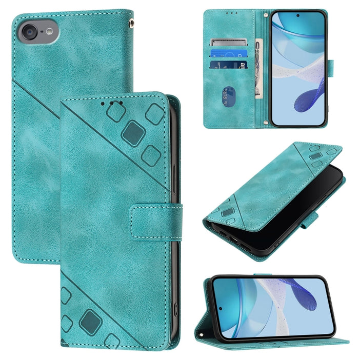 Estuche para teléfono de cuero en relieve con tacto de piel