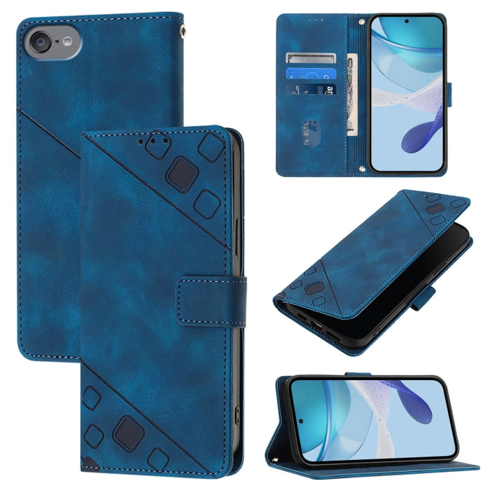 Estuche para teléfono de cuero en relieve con tacto de piel