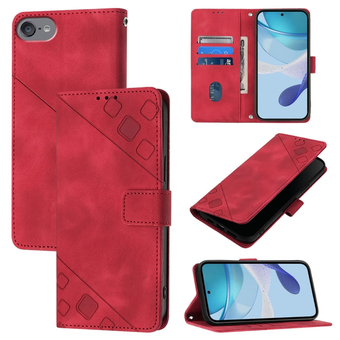 Estuche para teléfono de cuero en relieve con tacto de piel