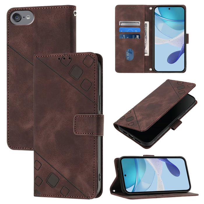 Estuche para teléfono de cuero en relieve con tacto de piel