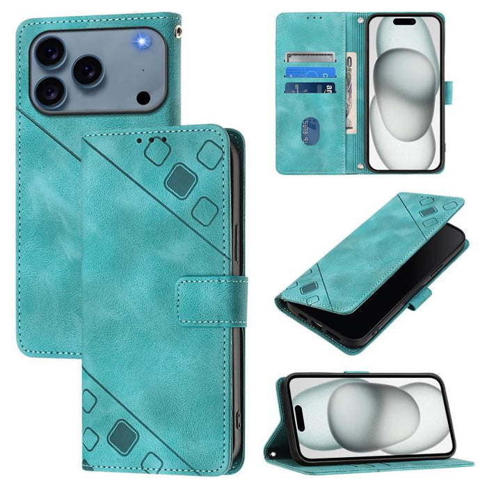 Estuche para teléfono de cuero en relieve con tacto de piel