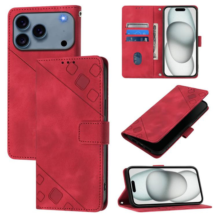 Estuche para teléfono de cuero en relieve con tacto de piel