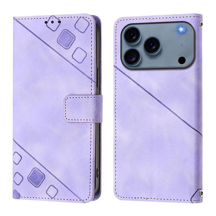Estuche para teléfono de cuero en relieve con tacto de piel