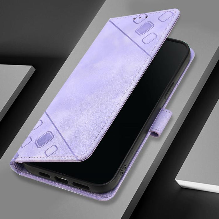 Estuche para teléfono de cuero en relieve con tacto de piel