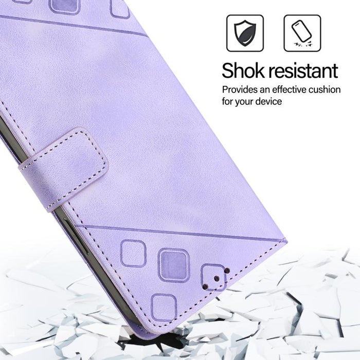 Estuche para teléfono de cuero en relieve con tacto de piel