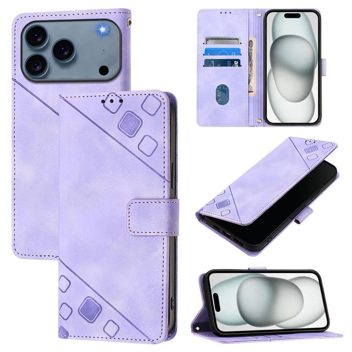 Estuche para teléfono de cuero en relieve con tacto de piel