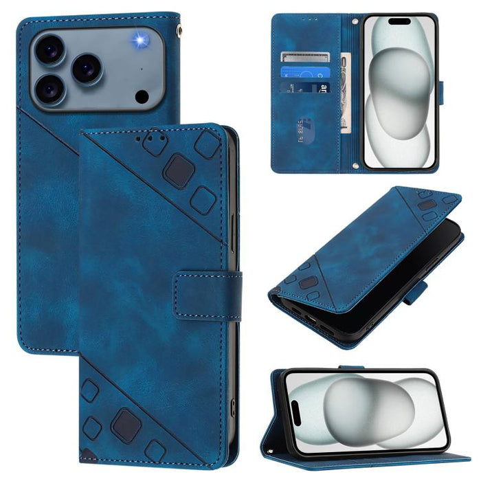 Estuche para teléfono de cuero en relieve con tacto de piel