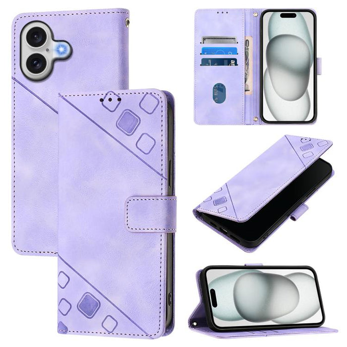 Estuche para teléfono de cuero en relieve con tacto de piel