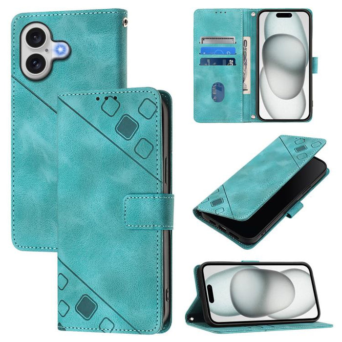 Estuche para teléfono de cuero en relieve con tacto de piel