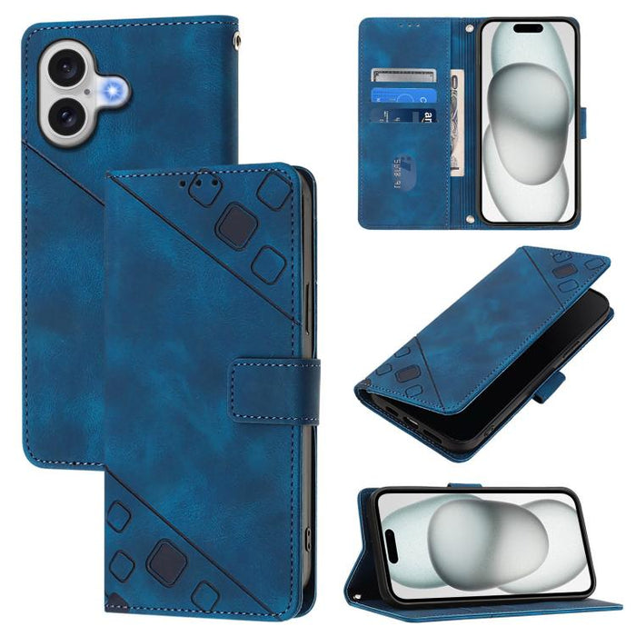 Estuche para teléfono de cuero en relieve con tacto de piel