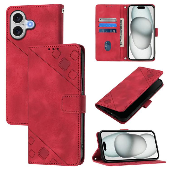 Estuche para teléfono de cuero en relieve con tacto de piel