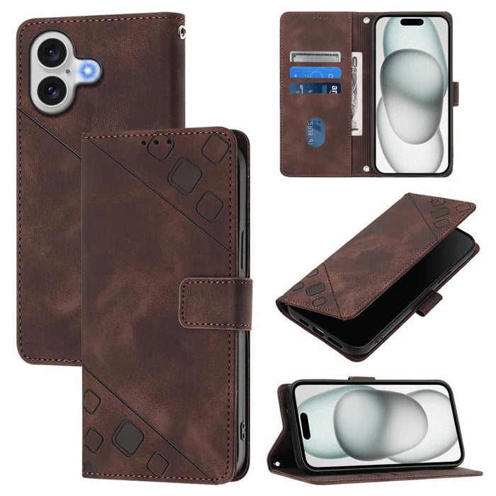 Estuche para teléfono de cuero en relieve con tacto de piel